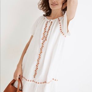 Madewell | Embroidered Linen Ruffle Mini Dress